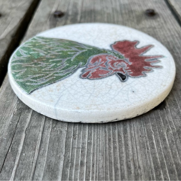 J. Dillon Handmade Ceramic Rooster Pottery Coaster - Picture 4 of 10